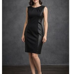 Worthington Black Sleeveless Sheath Dress Zip Shoulder Stretch Women's Size 10